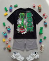 Cg Kids Minecraft Erkek Çocuk 2 İplik Tshirt & Şort Alt Üst Takım Süper Kalite Sırt Baskı Detaylı