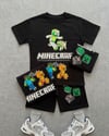 Cg Kids Minecraft Erkek Çocuk Tshirt & Şort Alt Üst Takım Süper Kalite Arka Etek Baskı Detay