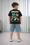 Cg Kids Minecraft Erkek Çocuk Tshirt & Şort Alt Üst Takım Süper Kalite Sırt Baskı Detay