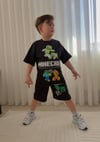Cg Kids Minecraft Erkek Çocuk Tshirt & Şort Alt Üst Takım Süper Kalite Arka Etek Baskı Detay