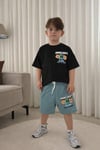 Cg Kids Minecraft Erkek Çocuk Tshirt & Şort Alt Üst Takım Süper Kalite Sırt Baskı Detay