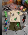 Cg Kids Minecraft Erkek Çocuk Tshirt & Şort Alt Üst Takım Süper Kalite Sırt Baskı Detay