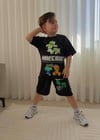 Cg Kids Minecraft Erkek Çocuk Tshirt & Şort Alt Üst Takım Süper Kalite Arka Etek Baskı Detay
