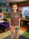 Cg Kids Minecraft Erkek Çocuk Tshirt&Şort Alt Üst Takım Süper Kalite Sırt Baskı Detay