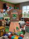 Cg Kids Minecraft Erkek Çocuk Tshirt&Şort Alt Üst Takım Süper Kalite Sırt Baskı Detay