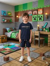 Cg Kids Minecraft Kabartma Yazı Detaylı Erkek Çocuk Tshirt & Şort Alt Üst Takım Süper Kalite Kumaş