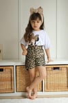 Cg Kids Minnie Mouse Yıkamalı Ince Leopar Desenli Kot Şort Alt Üst Takım Kız Çocuk