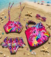 Cg Kids My Little Pony Baskılı Kız Çocuk Çantalı Fırfırlı Üçlü Bikini Takımı