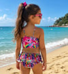 Cg Kids My Little Pony Baskılı Kız Çocuk Çantalı Fırfırlı Üçlü Bikini Takımı