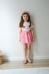 Cg Kids Nakışlı Love Alt Pembe Ince Kot Şort Kız Çocuk Alt Üst Takım