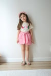 Cg Kids Nakışlı Love Alt Pembe Ince Kot Şort Kız Çocuk Alt Üst Takım
