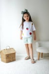 Cg Kids Nakışlı Meyve Basic Kot Şort Püskül Paça Arka Cep Nakış Detay Kız Çocuk Alt Üst Takım