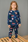 Cg Kids Noel Yılbaşı Temalı %100 Pamuk Unisex Çocuk Pijama Takımı Lacivert Geyik