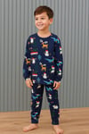 Cg Kids Noel Yılbaşı Temalı %100 Pamuk Unisex Çocuk Pijama Takımı Lacivert Geyik