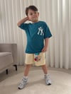 Cg Kids NY Baskılı Tshirt & Şort Alt Üst Takım Süper Kalite Renk Sırt Baskı Detay