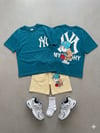 Cg Kids NY Baskılı Tshirt & Şort Alt Üst Takım Süper Kalite Renk Sırt Baskı Detay