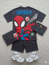 Cg Kids Örümcek Adam Spidey  Erkek Çocuk Tshrit&Şort Alt Üst Takım Süper Kalite Sırt Baskı Detay
