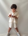 Cg Kids Pamuklu Keten Erkek  Çocuk Alt Üst Takım Krem Süper Kalite