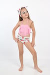 Cg Kids Püsküllü Karpuz Mayo Saç Bağlama Bantı ile 3 Lü Takım Kız Çocuk Mayo Bikini