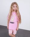 Cg Kids Rabbit Tavşan Baskılı Tshirt & Damalı Şort Pembe Alt Üst Takım Süper Kalite