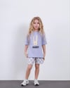Cg Kids Rabbit Tavşan Baskılı Tshirt & Damalı Şort Lila Alt Üst Takım Süper Kalite