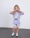 Cg Kids Rabbit Tavşan Baskılı Tshirt & Damalı Şort Lila Alt Üst Takım Süper Kalite