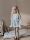 Cg Kids Sevimli Kedi Baskılı Alt Fitilli Tayt 2 İplik Kız Çocuk Alt Üst Takım