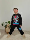 Cg Kids Sonic Baskılı Koyu Lacivert 2 Iplik Erkek Çocuk Alt Üst Süper Tarz Takım Krem Eşofman Baskı Detay