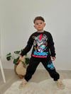 Cg Kids Sonic Baskılı Koyu Lacivert 2 Iplik Erkek Çocuk Alt Üst Süper Tarz Takım Krem Eşofman Baskı Detay