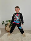 Cg Kids Sonic Baskılı Koyu Lacivert 2 Iplik Erkek Çocuk Alt Üst Süper Tarz Takım Krem Eşofman Baskı Detay