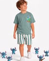 Cg Kids Stitch Baskılı Erkek Çocuk Tshirt Şort Alt Üst Takım Sırt Baskı Detaylı