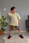 Cg Kids Stitch Hawai Baskılı Erkek Çocuk Tshirt Şort Alt Üst Takım Sırt Baskı Detaylı