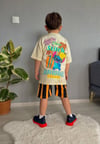 Cg Kids Stitch Hawai Baskılı Erkek Çocuk Tshirt Şort Alt Üst Takım Sırt Baskı Detaylı