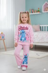 Cg Kids Stitch İspanyol Paça Baskı Detay 2 İplik Kız Çocuk Alt Üst Eşofman Takım Süper Kalite