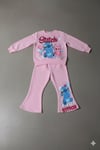 Cg Kids Stitch İspanyol Paça Baskı Detay 2 İplik Kız Çocuk Alt Üst Eşofman Takım Süper Kalite