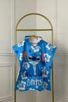 Cg Kids Stitch Karakter Baskılı Kapüşonlu Çocuk Panço Plaj ve Havuz Havlusu - Mavi
