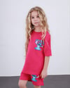 Cg Kids Stitch Kız Çocuk Tshirt Şort Alt Üst Takım Sırt Baskı Detaylı