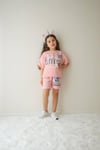 Cg Kids Stitch Sırt Baskı Detay Kız Çocuk Tshirt Şort Alt Üst Takım