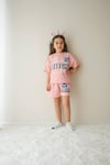 Cg Kids Stitch Sırt Baskı Detay Kız Çocuk Tshirt Şort Alt Üst Takım