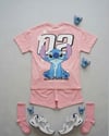 Cg Kids Stitch Sırt Baskı Detay Kız Çocuk Tshirt Şort Alt Üst Takım