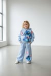 Cg Kids Stitch Temalı İspanyol Paça 2 İplik Kız Çocuk Alt Üst Eşofman Takım Süper Kalite