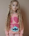 Cg Kids Stitch Temalı Kalp Baskılı Tayt Kız Çocuk Alt Üst Sweatshirt 2 İplik Alt Üst Eşofman Takım