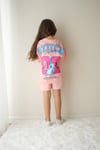 Cg Kids Stitch Temalı Sırt Baskı Detay Kız Çocuk Tshirt Şort Alt Üst Takım