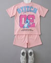 Cg Kids Stitch Temalı Sırt Baskı Detay Kız Çocuk Tshirt Şort Alt Üst Takım