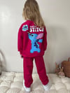 Cg Kids Stitch Temalı Sırt Baskı Detay Kız Çocuk 2 iplik Alt Üst Sweatshirt Eşofman Takım