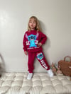 Cg Kids Stitch Temalı Sırt Baskı Detay Kız Çocuk 2 iplik Alt Üst Sweatshirt Eşofman Takım