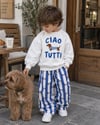Ciao Tutti Baskılı Sweatshirt Sosis Köpek Baskılı Mavi Çizgili Eşofman 3İp Unisex Alt Üst Takım