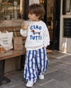 Ciao Tutti Baskılı Sweatshirt Sosis Köpek Baskılı Mavi Çizgili Eşofman 3İp Unisex Alt Üst Takım
