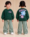 Flowers In Bloom Sırt Baskılı Zümrüt Yeşil Sweatshirt - Çizgili Ekru Eşofman Altı Kız Çocuk Alt Üst Takım