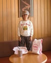 Hamburger Baskılı Sweatshirt ve Çizgili Eşofman Kız & Erkek Çocuk 3ip Alt Üst Takım